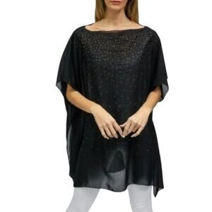 NWT Jessica McClintock Sparkly Rhinestones Galaxy Kimono Poncho Sheer Top